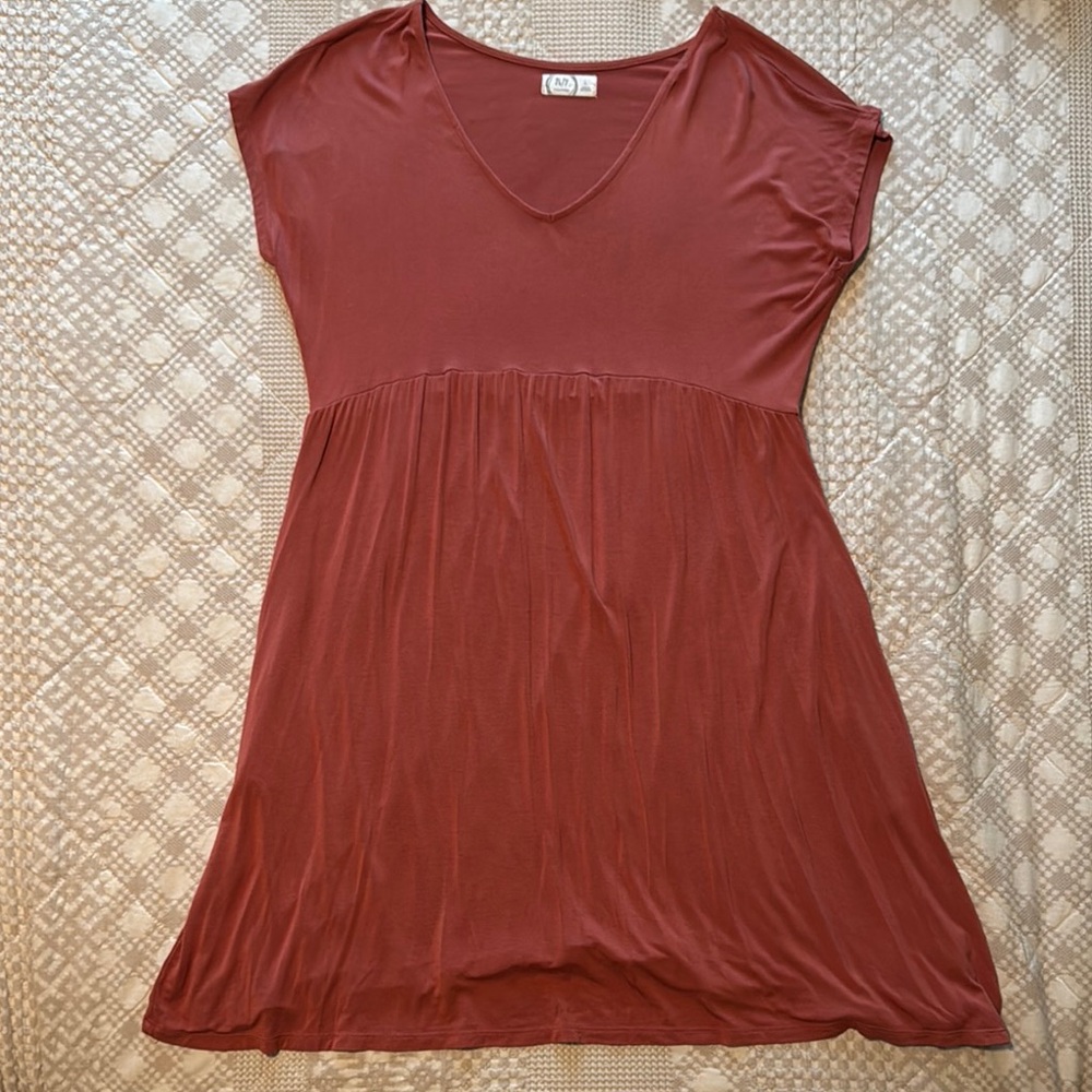 Maurices 24/7 Solid Short Sleeve Babydoll Mini Dress